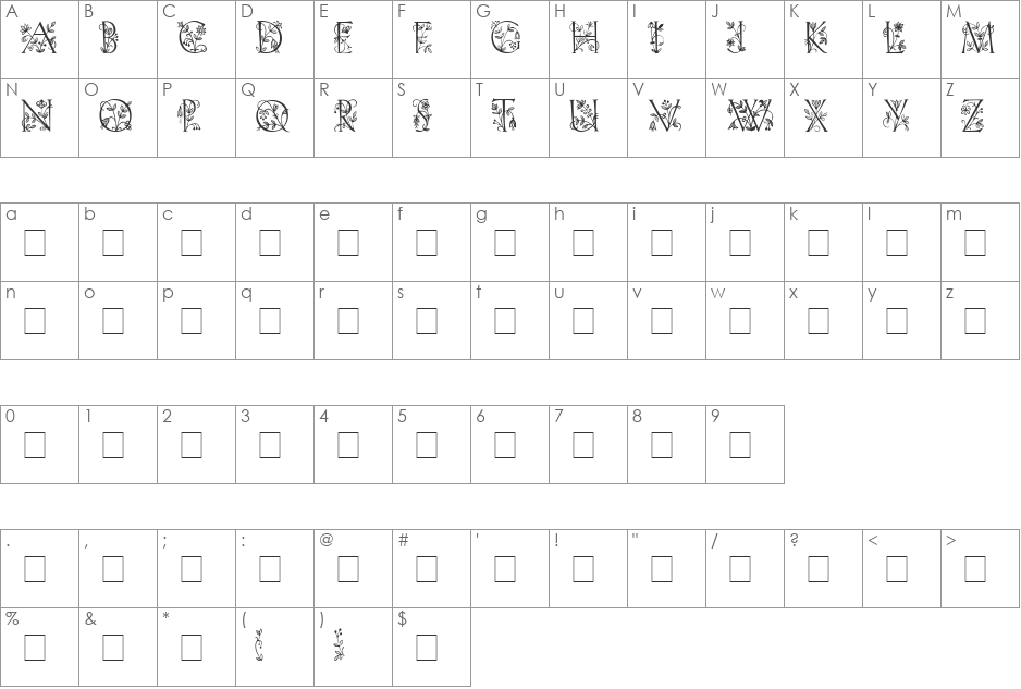 72 font character map preview