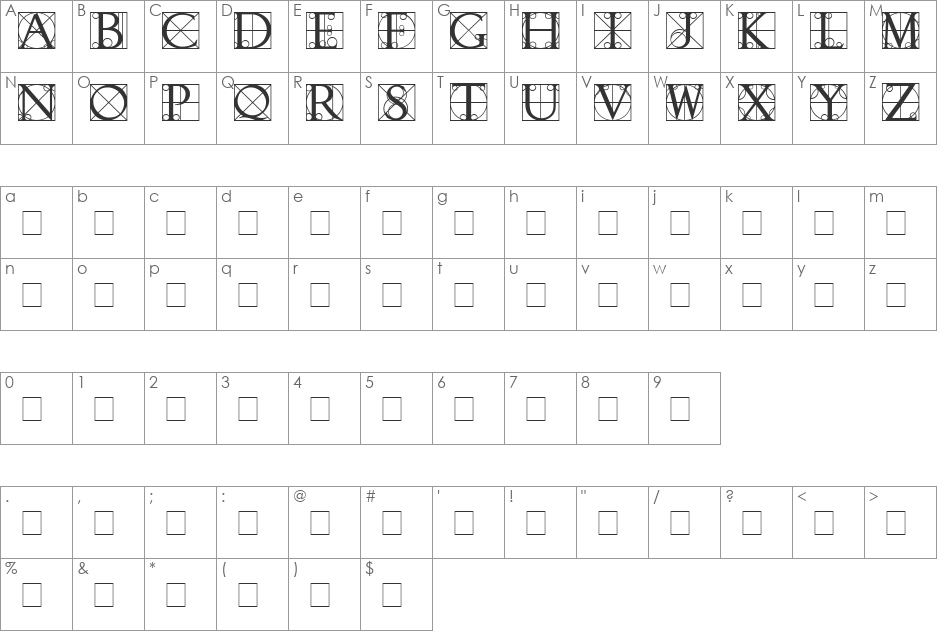 74 font character map preview
