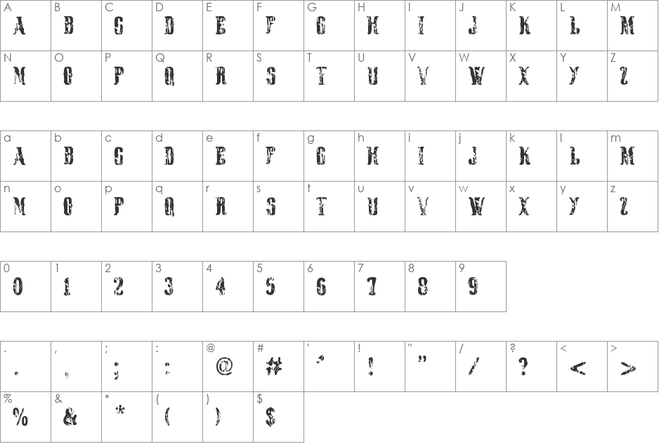 Black Rodeo font character map preview