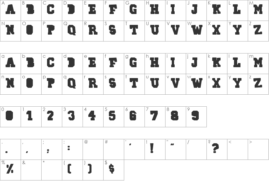 78SKATE font character map preview