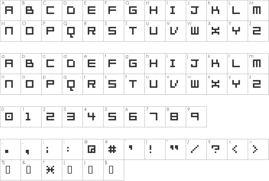 7px2bus font character map preview