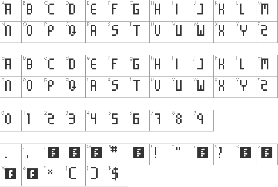 8 Bit Party font character map preview