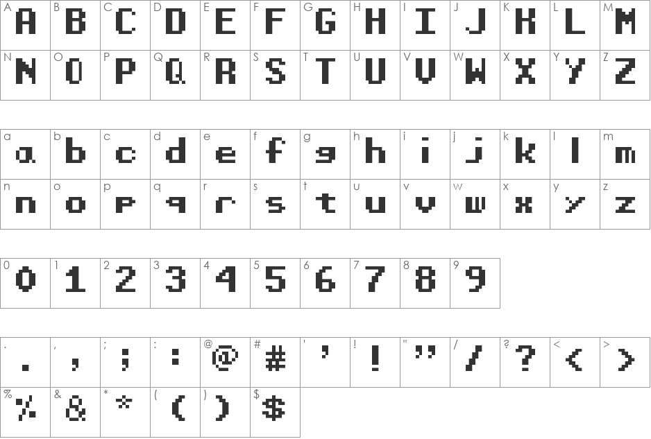 8 x 8 Font font character map preview