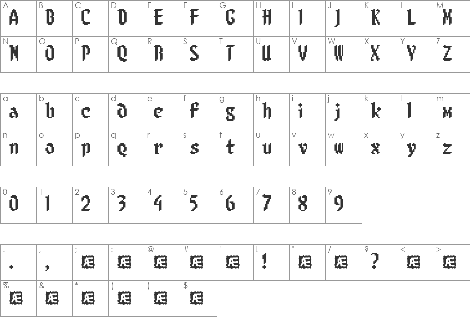 8-bit Limit BRK font character map preview