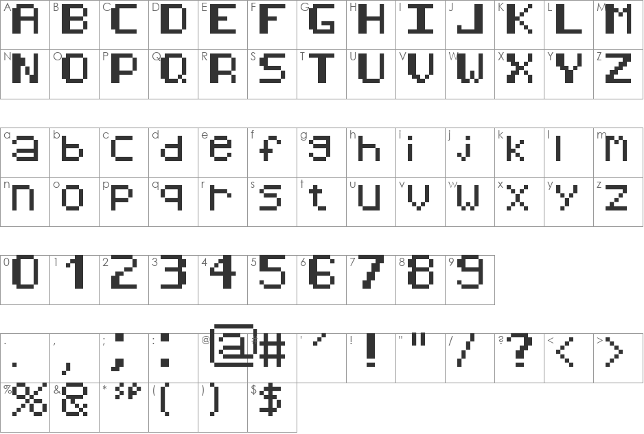 8-bit pusab font character map preview