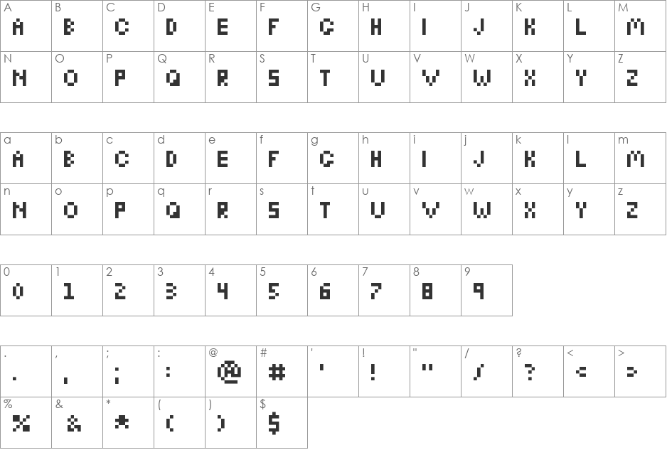 8-Bitified font character map preview