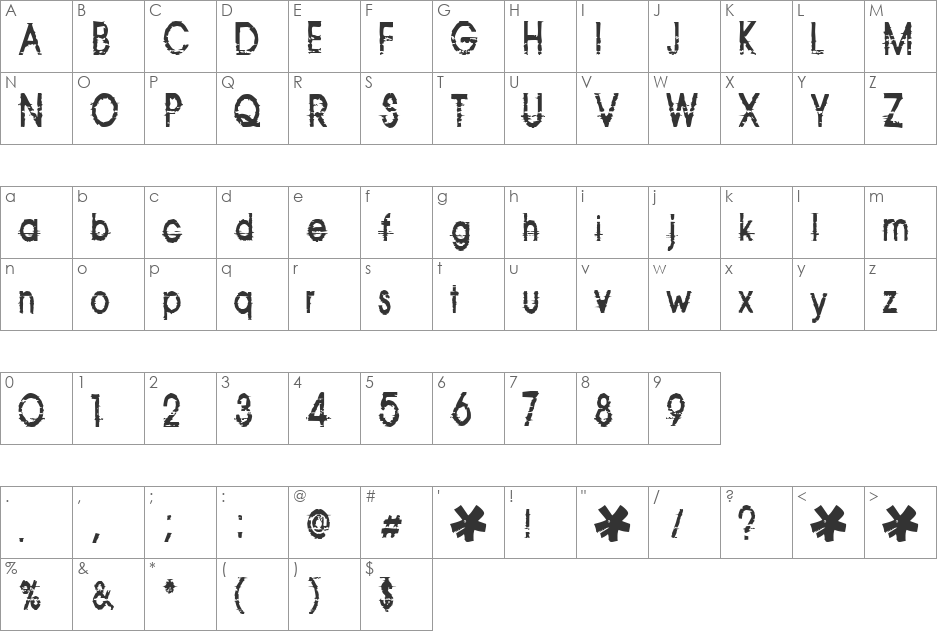 814yzx font character map preview