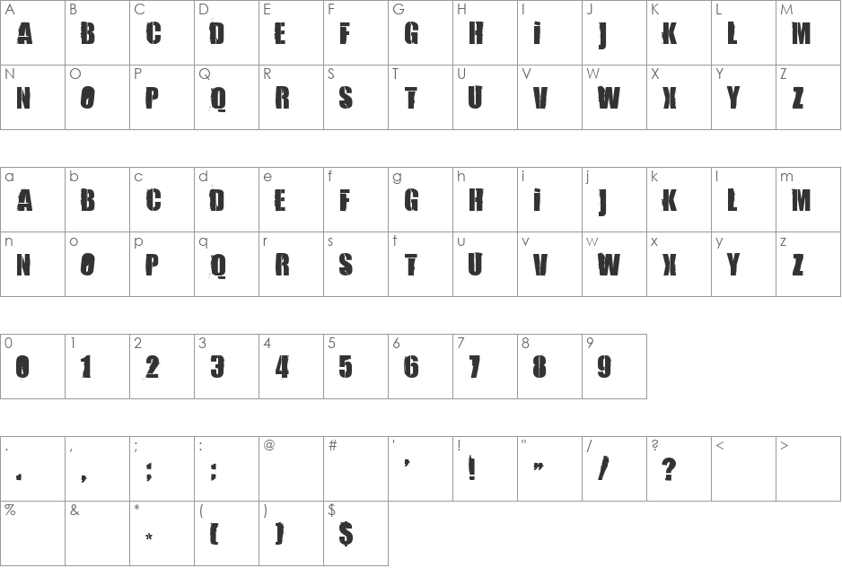 84 Rock! font character map preview