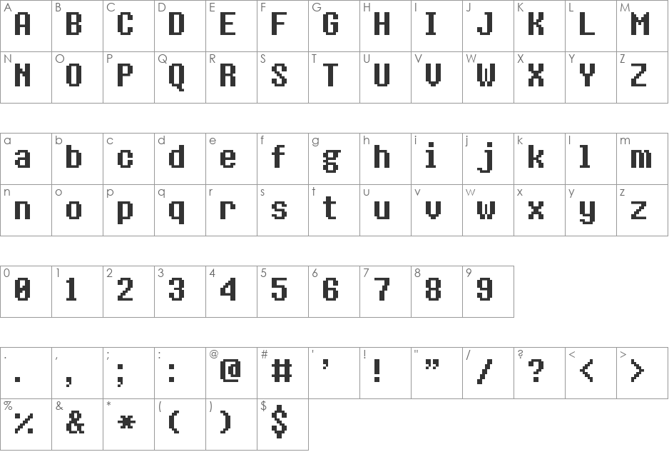 8bitoperator font character map preview