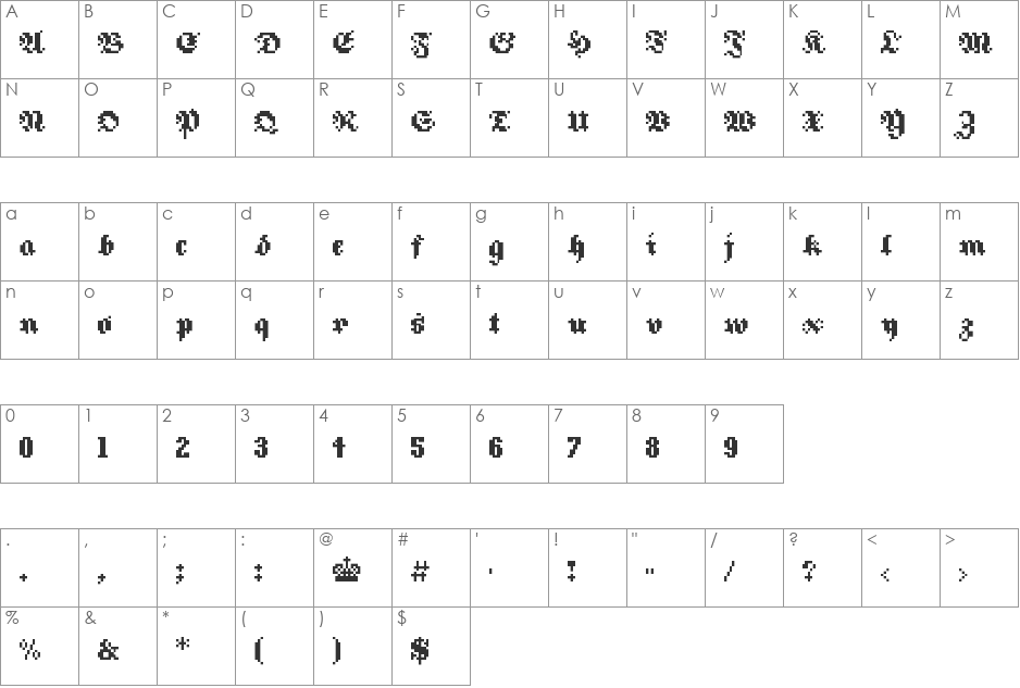 8Fraktura RC font character map preview