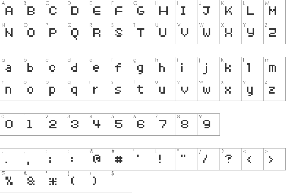 8pxbus font character map preview