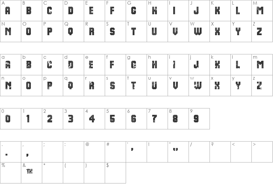 8th Cargo font character map preview
