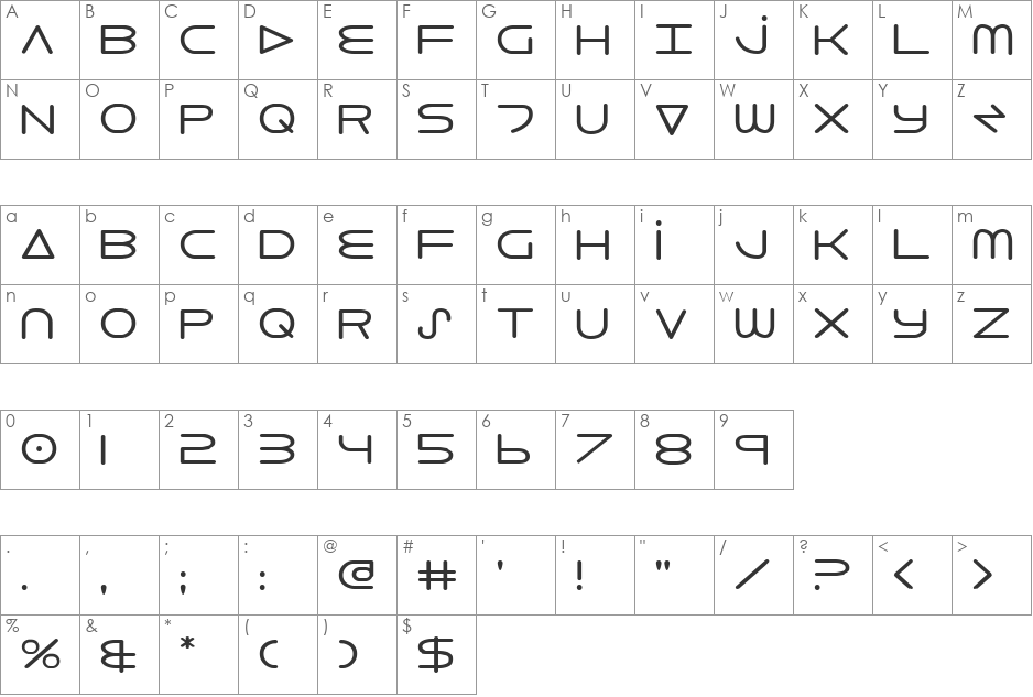 8th Element font character map preview