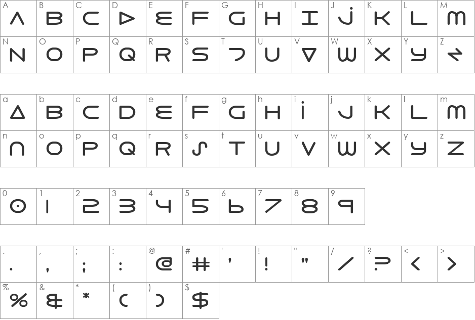 8th Element Bold font character map preview
