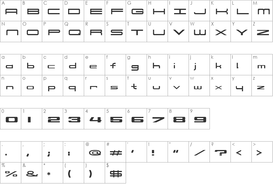 914-SOLID font character map preview
