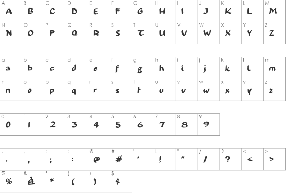 99_percent_OCCUPY font character map preview