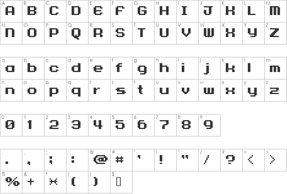 9px3bus font character map preview