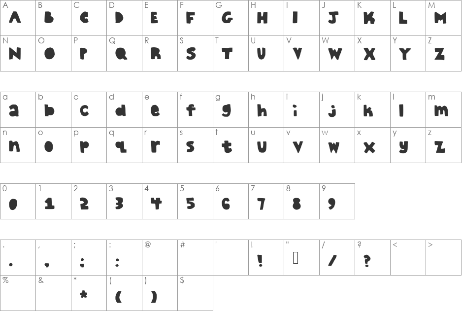 Blackbird font character map preview