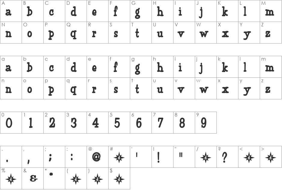 BlackBook font character map preview