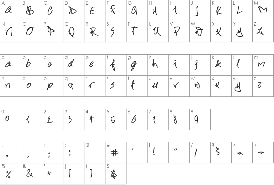 Blackbook font character map preview
