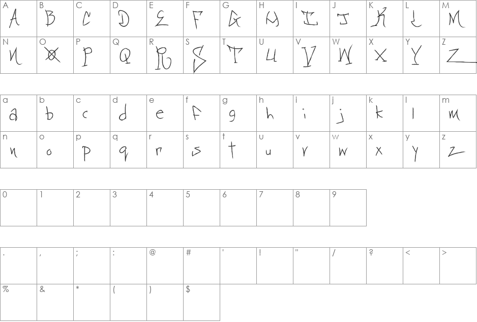BlackbookTwo font character map preview