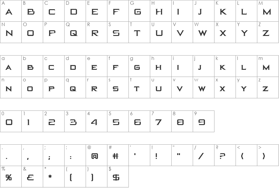 BlackHole BB font character map preview