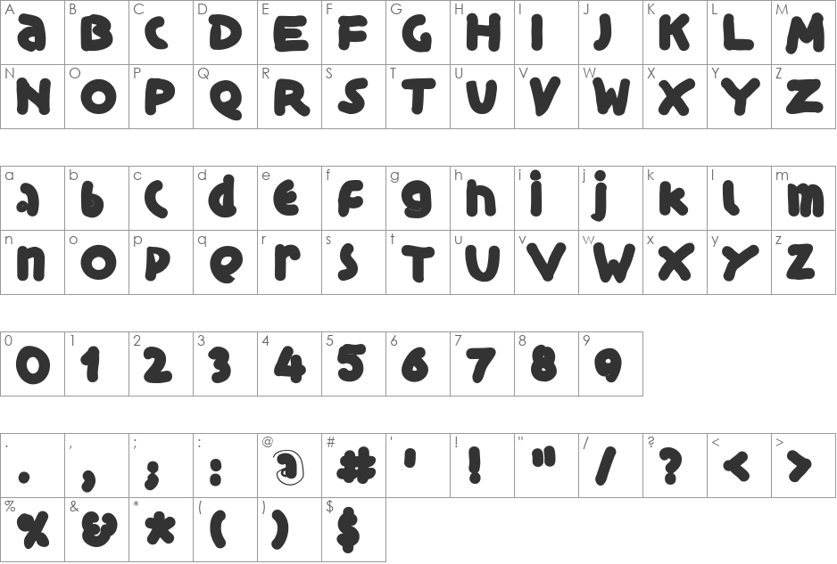 BlackIsBeauty font character map preview