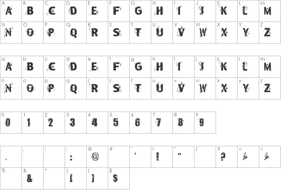 Blackleafs font character map preview