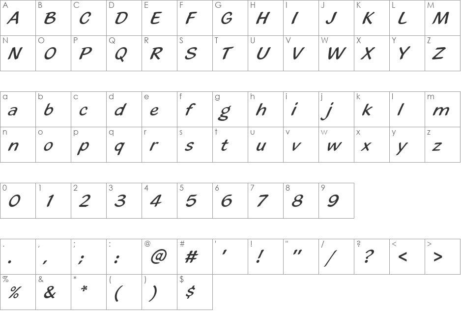 BlacklightD font character map preview