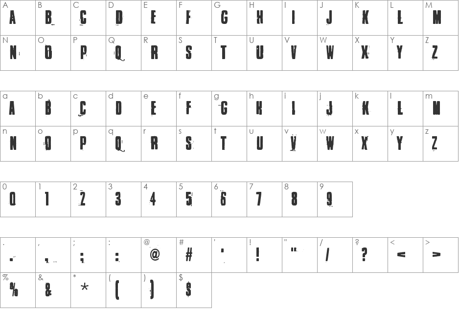 Blacklist font character map preview