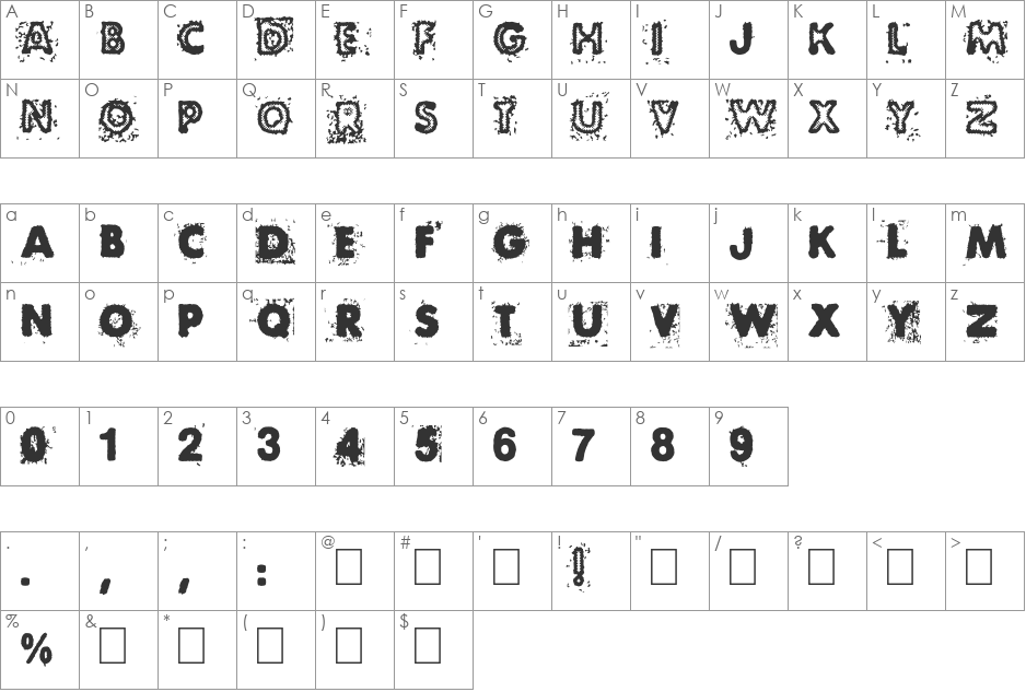 BlackNdot font character map preview