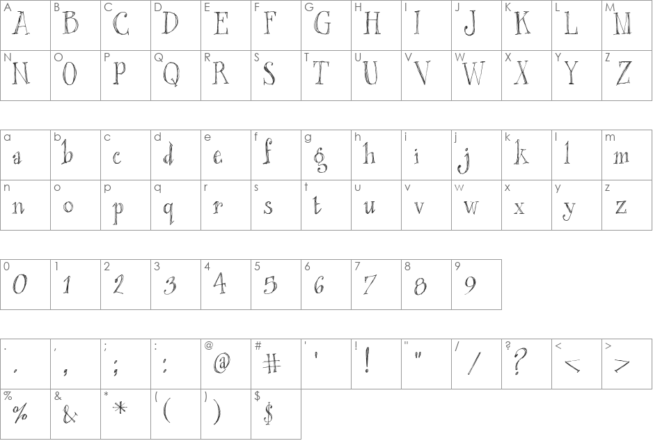 blackout serif font character map preview