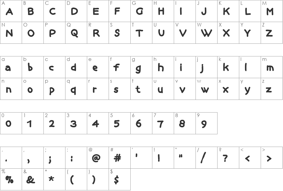 Blackredis font character map preview