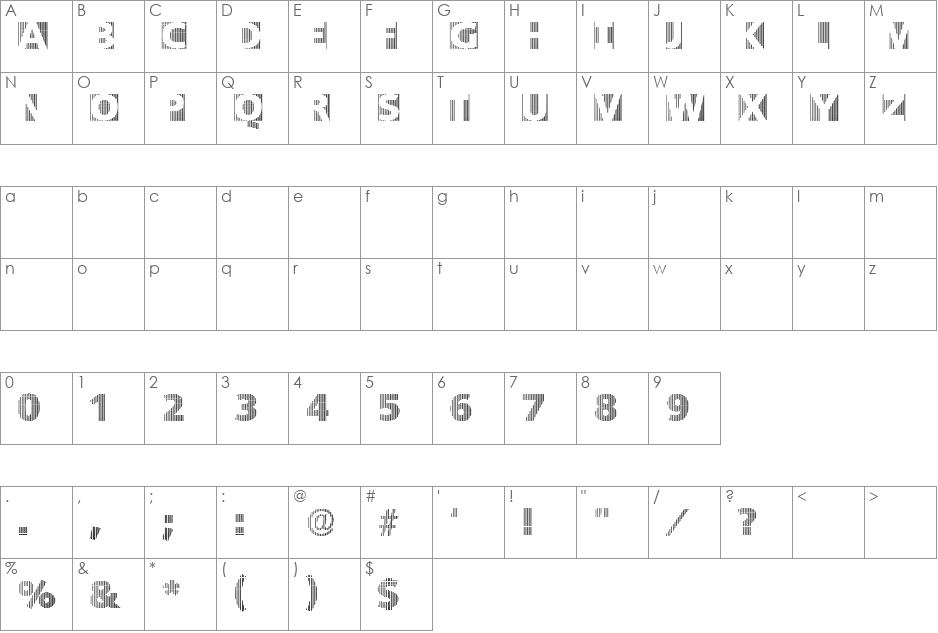 BlackWhiteGridsB font character map preview