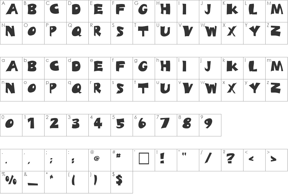 Blades Fat FC font character map preview