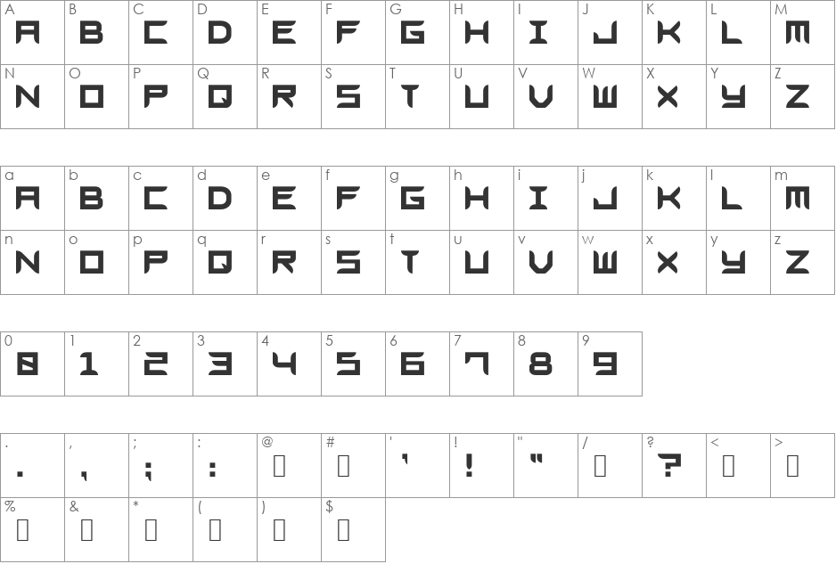 Blades GF Free font character map preview