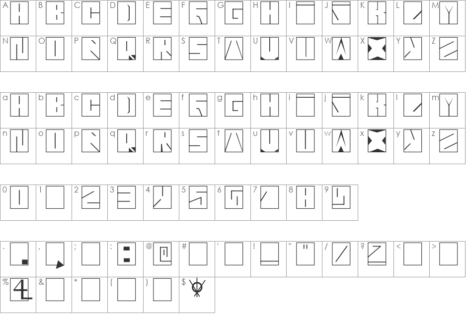Blaise  font character map preview
