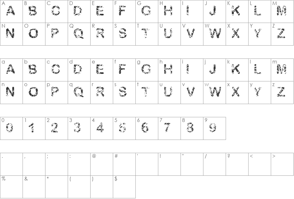 blambu font character map preview