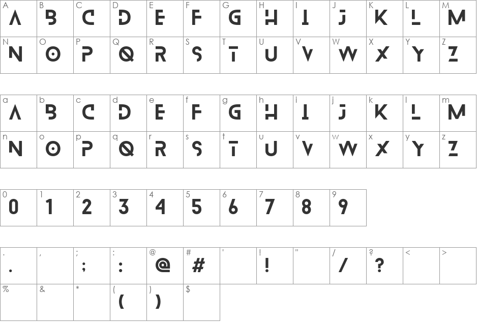Blanka font character map preview