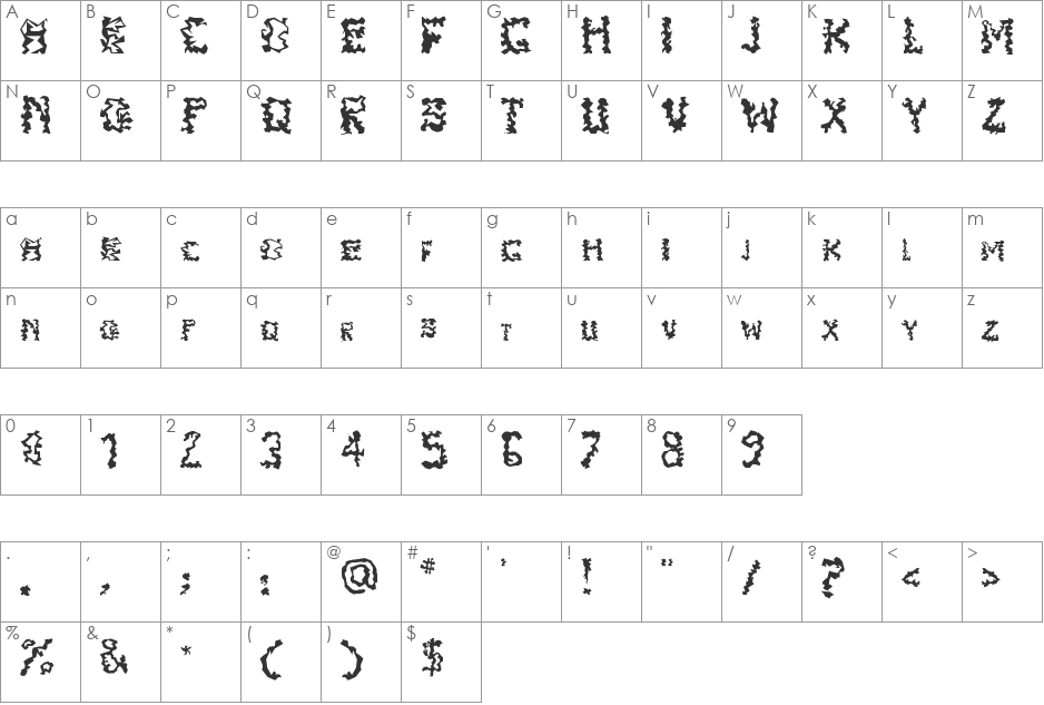 Blarg font character map preview