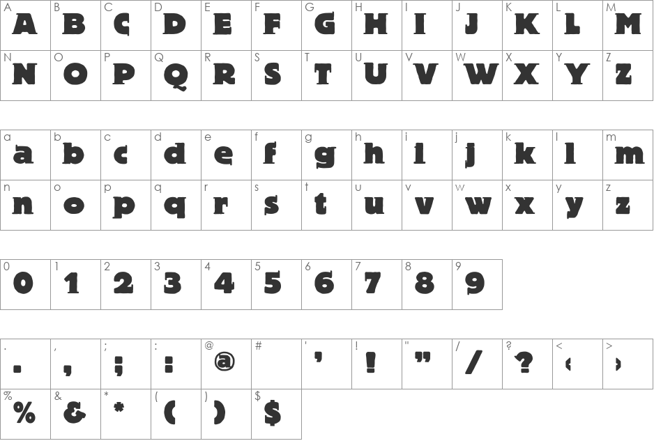 BlaxBloxx font character map preview