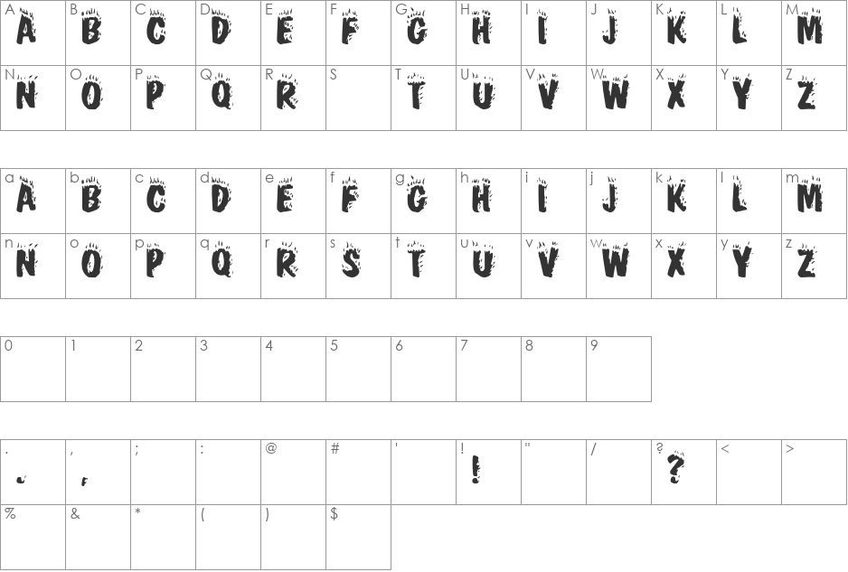 Blaze font character map preview