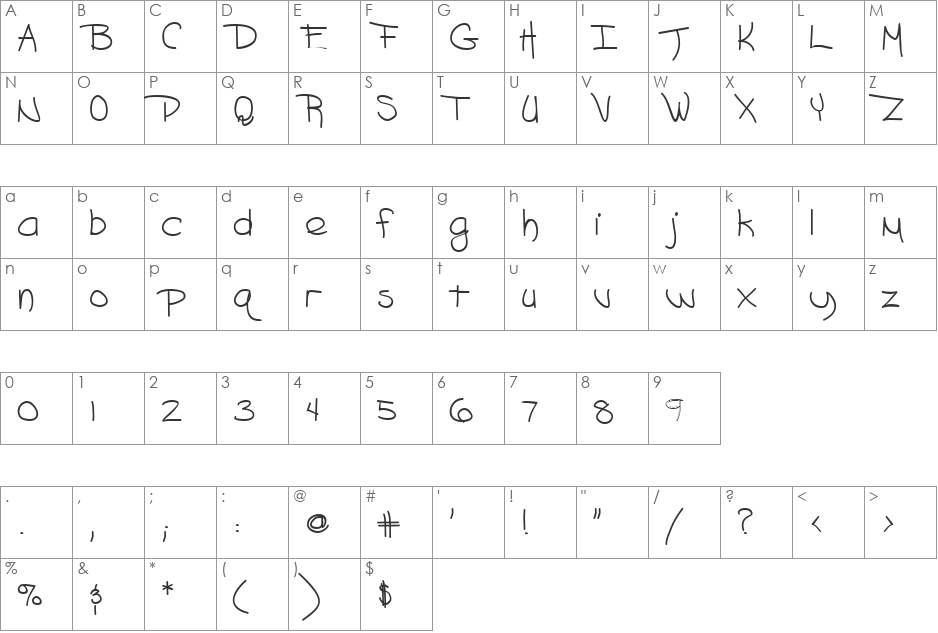 BlazingHeat9 font character map preview