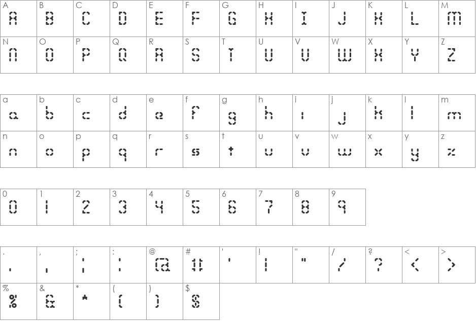 Bleak Segments (BRK) font character map preview