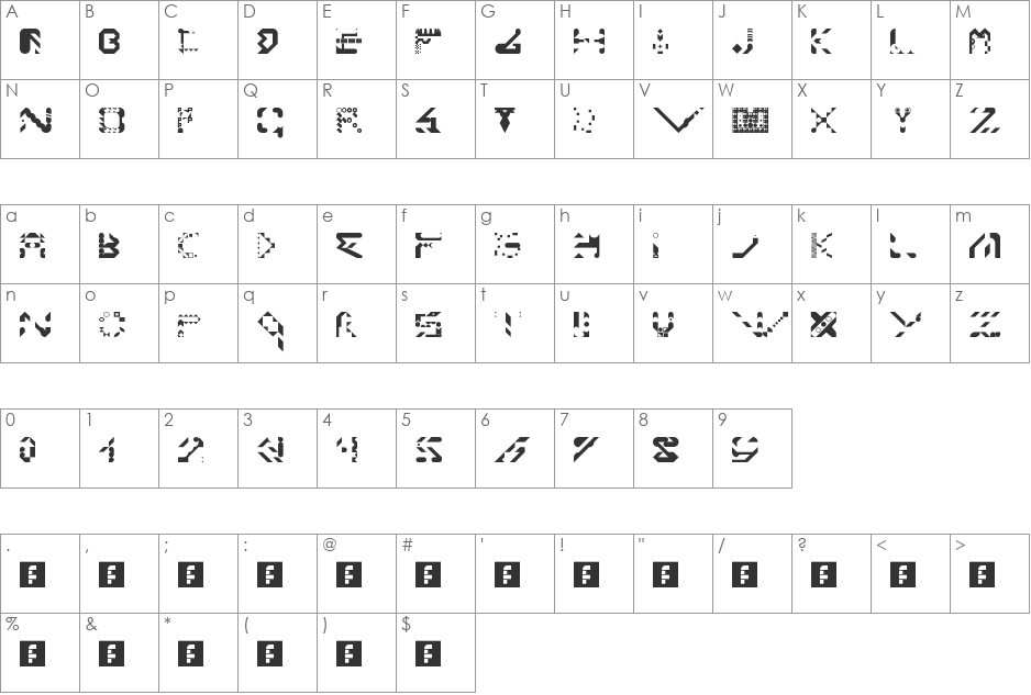 Blended Cortosion font character map preview