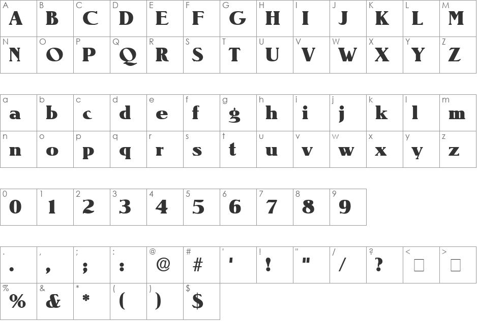 Blenden Display SSi font character map preview
