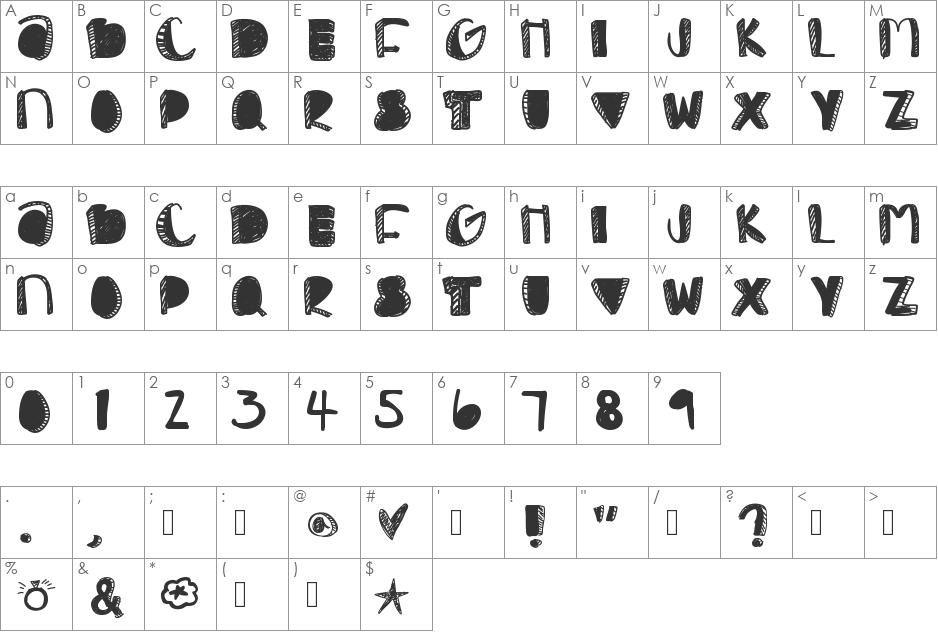 Blessa font character map preview