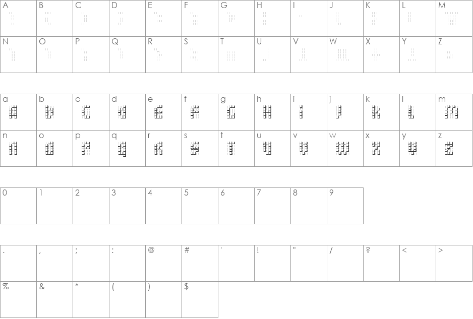 bleuck font character map preview