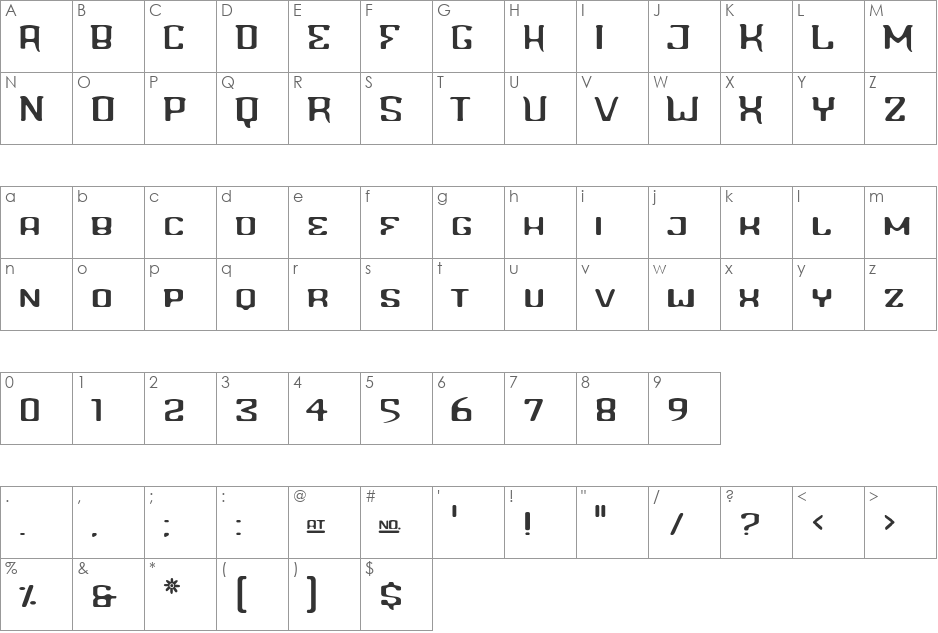 Blinddate font character map preview