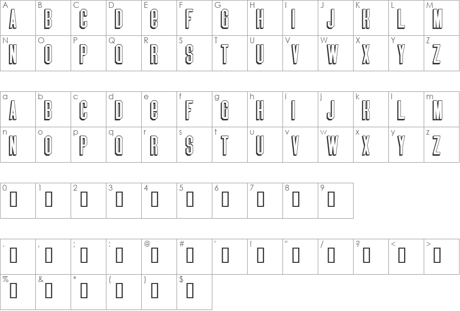 BlindMelon font character map preview